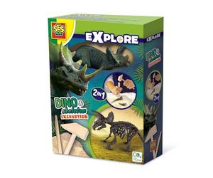 Fouille de dinosaures et de squelettes 2 en 1 - Tricératops - SES CREATIVE