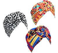 Foulard africano da donna in tre pezzi turbanti pre-legati con stampe stile etnico unico facile da indossare per vari look fascino esotico quotidiano occasioni speciali