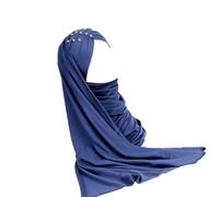 Foulard con strass Decors tessuto traspirante confortevole sciarpa avvolgente per abbigliamento esterno e comfort alla moda hijab, Blu, Taglia unica
