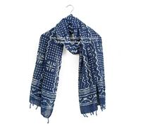 Foulard Donna In Cotone Trasparente Stampa Block Print Dabu Fiore 72 x 21in Blu