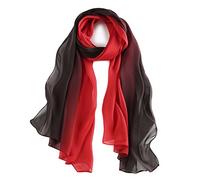 Foulard Donna Seta 100% Stola Donna Cerimonia Sciarpa Donna Colore sfumato 70,8"x 27,5" alla signora un regalo molto buono il giorno del Ringraziamento, il Natale Rosso Nero