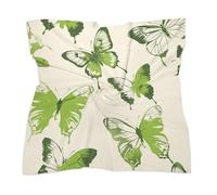 Foulard per donna, foulard leggero in raso con farfalle color verde lime, fasce per capelli simil-seta quadrate