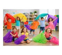 Foulard Psicomotori in Nylon cm. 180x140 per Giochi Creativi e Movimento, Set 10 Colori