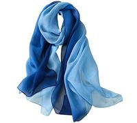 Foulard/Sciarpa 100% Seta per Donna Colore sfumato, Scialle di eleganti ed Moda 70,8 "x 27,5" Blu