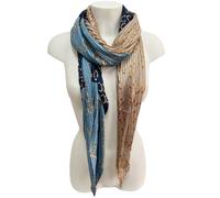 Foulard Sciarpa Plissettata Misto Seta Sciale Donna Cerimonia Beige Blu Celeste
