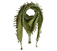 Foulard tessuto finemente e densamente verde oliva con frange sciarpa di c