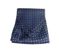 Foulard uomo di seta ascot cashe blu fantasia disegni gialli rossi verdi azzurri