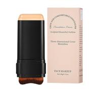 Foundation Stick, Natural Face Contour Stick, Built-In Blending Brush, Hydrating Cream Formula, Lightweight Smooth Coverage, Ideal for Creating Makeup Looks
