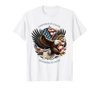 Founded And Standing in Faith Vintage Watercolor Eagle 1776 Maglietta