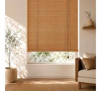 FoundGo - Jalousie in bambù senza forare, larghezza x altezza 120 x 220 cm, jalousie in legno retrò, bambù romano, tenda arrotolabile, tende a rullo filtranti per luce per finestre, interno
