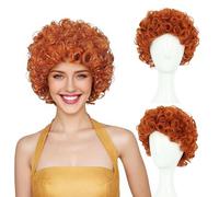 FOUNSHO Arancione Afro Parrucca Riccia per le Donne Uomini, Anni 60 70 80 Costumi Corto Pelo Disco Rocker Parrucche Ricce per Adulti Donne Uomini Parrucche di Festa Cosplay di Halloween (Arancione)