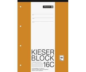 Fountain 1042926 KIESER, Linear Block 23 rautiert, A4, 50 Sheets (80gsm, Punched
