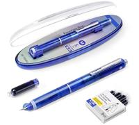 Fountain Pen Retractable:0.38mm Blue&Black Ink Transparent Barrel Includes 5 Refillable Ink Cartridges, Retractable Fountain Pen (Blue ink)