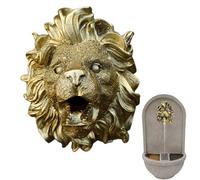 Fountain Spout Feature, Lion Wall Design, 4.53x5.91in Resin Waterfall Ornament, Weather-Resistant Material, Easy Installation for Indoor Outdoor Garden Pond Decor