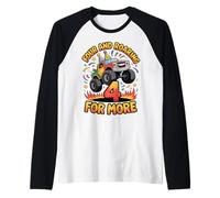 Four And Roaring for More Funny 4th Birthday Truck Maglia con Maniche Raglan