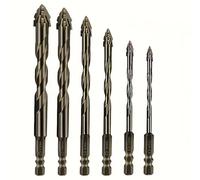 Four Blade Serrated Eccentric Drill Bits, Versatile Concrete Drill Bit Set for Glass Cast Iron Tile and Wood (4/5/6/8/10/12)