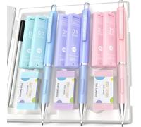 Four Candies Set di portamine a pressione, 0,5 & 0,7 & 0,9 mm, 3 matite, 360 mine HB, 3 gomme, matite meccaniche, pastello, articoli per la scuola, asthetic School Stuff Clean Girl Stationery