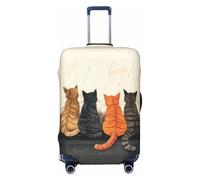 Four Cats Watching Rain - Copribagagli da viaggio elastico, per valigie, 45-81 cm, Nero , L