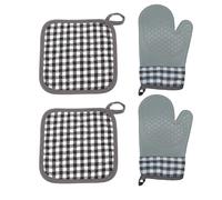 Four Collection Milan - Milcea Four Anti Chaleur | Résistants À La Chaleur Et Set De Maniques | Gants De Protection Thermique Texturés Pour -Ondes, Cuisinière, Service De Fondue, Friteu