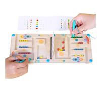 Four Color Beads Game for Kids, Wooden Stacking Board Game Bead Toys, Brain Teaser Sorting Educational Toys, Ideal Preschool Learning Tool for Girls and Boys, Developing Fine Motor Skills