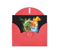 Four Elements - Biglietti d'auguri con stampa rossa, 15,2 x 10,2 cm, con busta, perfetti per scrivere auguri e note di ringraziamento