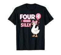 Four Ever Silly 4th Birthday Girl Goose Design Carino Maglietta
