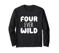Four Ever Wild 4th Birthday Boy Girl 4 Anni Bambini Maglia a Manica
