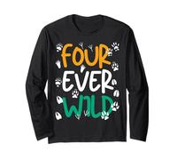 Four Ever Wild È Il Mio Quarto Compleanno Zoo Safari Party Animal Maglia a Manica