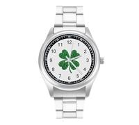 Four Leaf Clover Lucky - Orologio casual da uomo con cinturino in acciaio inossidabile e lega, orologio da polso al quarzo, Stile:, regular, Bracciale