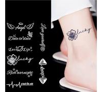 Four-leaf Clover Temporary Tattoo Stickers Waterproof Long-lasting Semi-permanent English Ankle Wrist Lock Men And Women Fake Tattoos(A)
