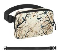 Four Little Birds on the Branch-1228 - Marsupio a tracolla per uomo e donna, borsa da cintura per viaggi, casual, passeggiate, corsa, escursionismo, ciclismo, multicolore, 4 x 23 x 15 cm, Multicolore,