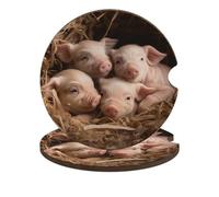 Four Little Pigs - Sottobicchieri per auto, 6,6 cm, 2 pezzi, antiscivolo, universali, per portabicchieri dell'auto, set di accessori per interni dell'auto, unisex