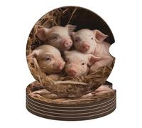 Four Little Pigs - Sottobicchieri per auto, 6,6 cm, antiscivolo, universali, con portabicchieri per auto, set di accessori per interni dell'auto, unisex