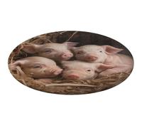 Four Little Pigs, tappeto rotondo morbido, assorbente, tappetino da bagno per ingresso, antiscivolo, tappetino per porta anteriore e posteriore, 60 x 60 cm, per camera da letto, soggiorno, decorazione