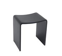 Four & More Sgabello da bagno di design in pietra artificiale Spa 'Rom', superficie: nero opaco | Sgabello da doccia, in pietra massiccia di alta qualità, in ghisa minerale, pietra artificiale