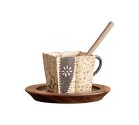 (Four piece Set)Square-Mug Bowl for Pu'er Hand-made Afternoon Tea Cup for Men Women