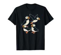 Four Puffin Bird Colorful Beak Coastal Maglietta