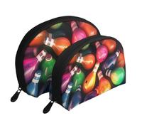 Four Season Tree Of Life - Set di 2 trousse da viaggio con cerniera per cosmetici, Palline da bowling, Taglia unica