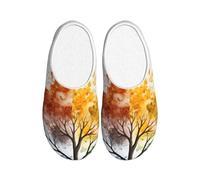 Four Season Tree Pantofole da donna in flanella pantofole da uomo acquerello antiscivolo calde scarpe invernali per interni ed esterni, Multicolore, X-Small Men/ Medium Women