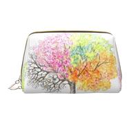 Four Seasons Spring Tree Chiusura con cerniera Borsa cosmetica portatile impermeabile in pelle per casa viaggi per organizzare articoli da toeletta vari, bianco, Taglia unica