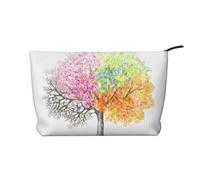 Four Seasons Spring Tree Chiusura con cerniera Borsa per il trucco in velluto a coste Organizer multifunzionale 22x7x17cm per Viaggi Campeggio Vacanze Fitness, Nero , Taglia unica