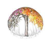 Four Seasons Spring Tree Cuffia da doccia a doppio strato per le donne riutilizzabile adatta per il bagno spa