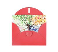 Four Seasons Spring Tree Pattern Biglietti di auguri vuoti per compleanni, San Valentino, feste, matrimoni, busta rossa 10,2 x 15,2 cm
