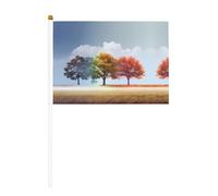 Four Seasons Tree - Bandiera palmare su entrambi i lati, 14 x 20,8 cm, per feste, eventi sportivi