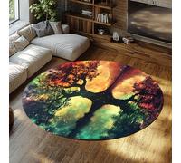 Four Seasons Tree Low-Pile Washable Circle Carpet Misterioso Tappeto Rotondo Botanico Morbido per Camera Da Letto Soggiorno Casa Arredamento Sala Da Pranzo 61cm（Rotondo）