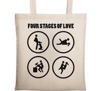 Four Stages of Love Funny Love Making Positions Borsa in cotone ecologico naturale beige