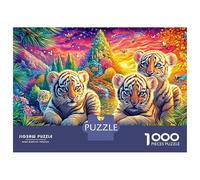 Four Tiger Cubs in A Forest Puzzle Da 1000 Pezzi The Forest King Ideale Per I Regali Di Compleanno E Di Vacanza 52x38cm/1000pcs