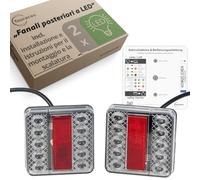 fouraces fanali posteriori a LED per rimorchio - 2 set, con schema elettrico e illuminazione targa, fanale posteriore, trattore, carrello, luce, lampade per auto