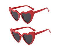 FOURCHEN Occhiali da sole a forma di cuore da donna, stile vintage cat eye mod retrò Kurt Cobain, 2Rosso., Medium