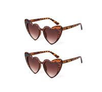 FOURCHEN Occhiali da sole a forma di cuore da donna, stile vintage cat eye mod retrò Kurt Cobain, Leopardo+leopardo, Medium